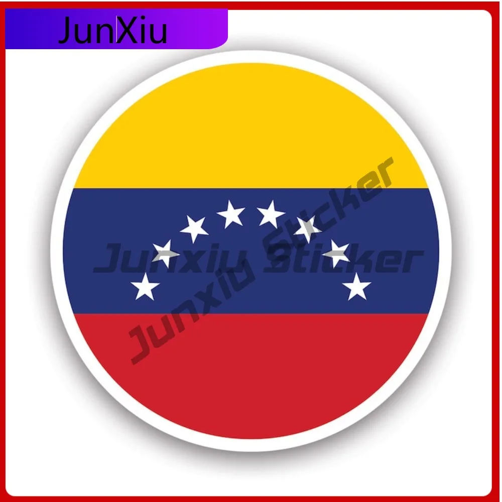 

Круглая наклейка с флагом Венесуэлы, водонепроницаемая, для улицы, для окон, водонепроницаемая виниловая наклейка для почтовых ящиков, креативная, забавная.