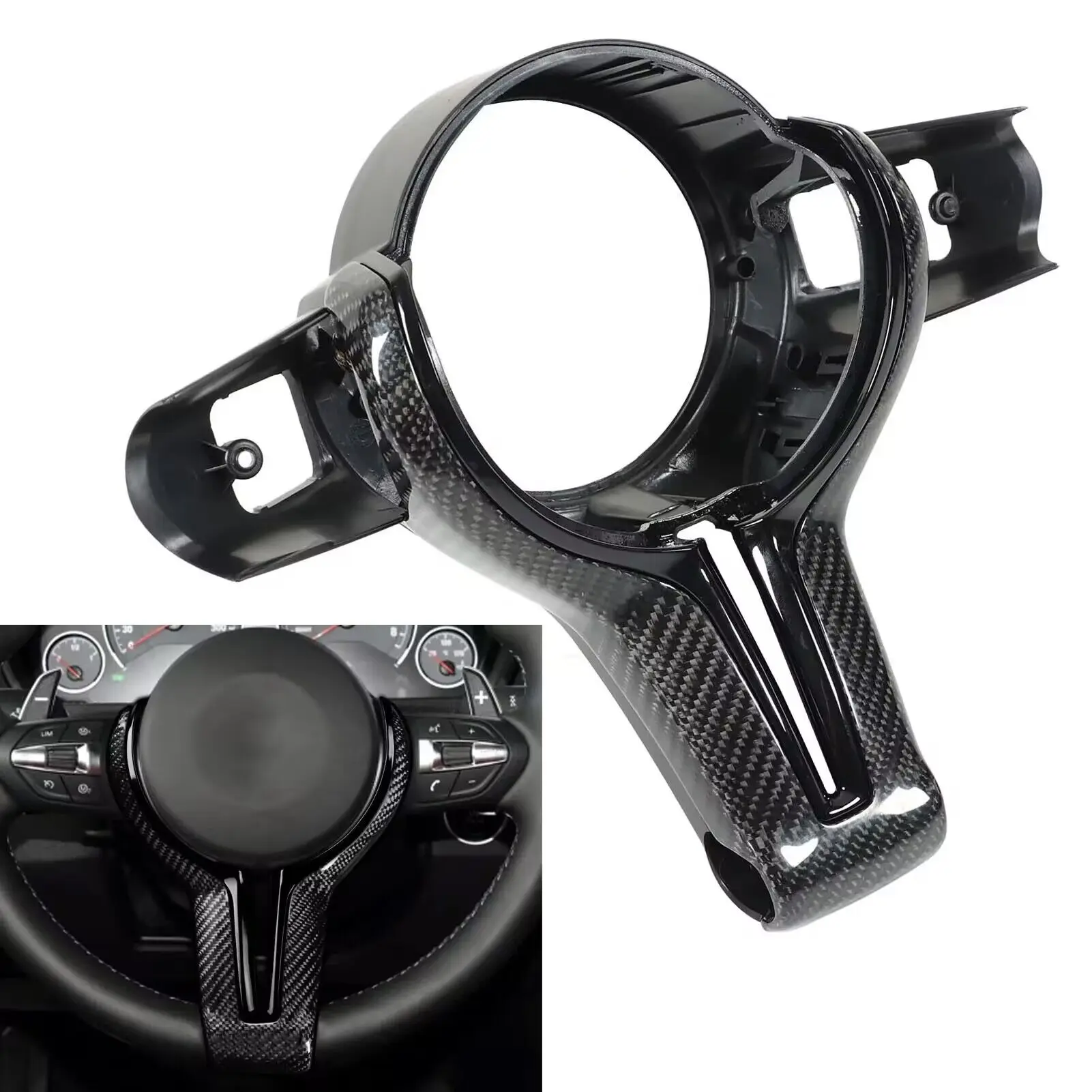 Fit For  M2 M3 M4 M5 M6 F87 F80 F82 F10 F06 F12/13 M power Steering Wheel Covers Car Carbon Fiber M sport Steering Wheel Trim