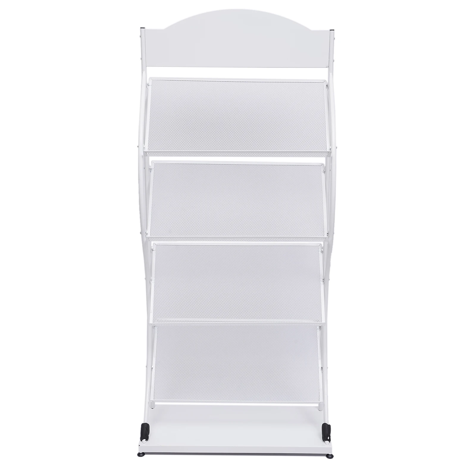 black/white 4 Layers Magazine Storage Display Rack Book Shelf Stand Bottom Shelf  for Reception Areas, Waiting Rooms, Schools
