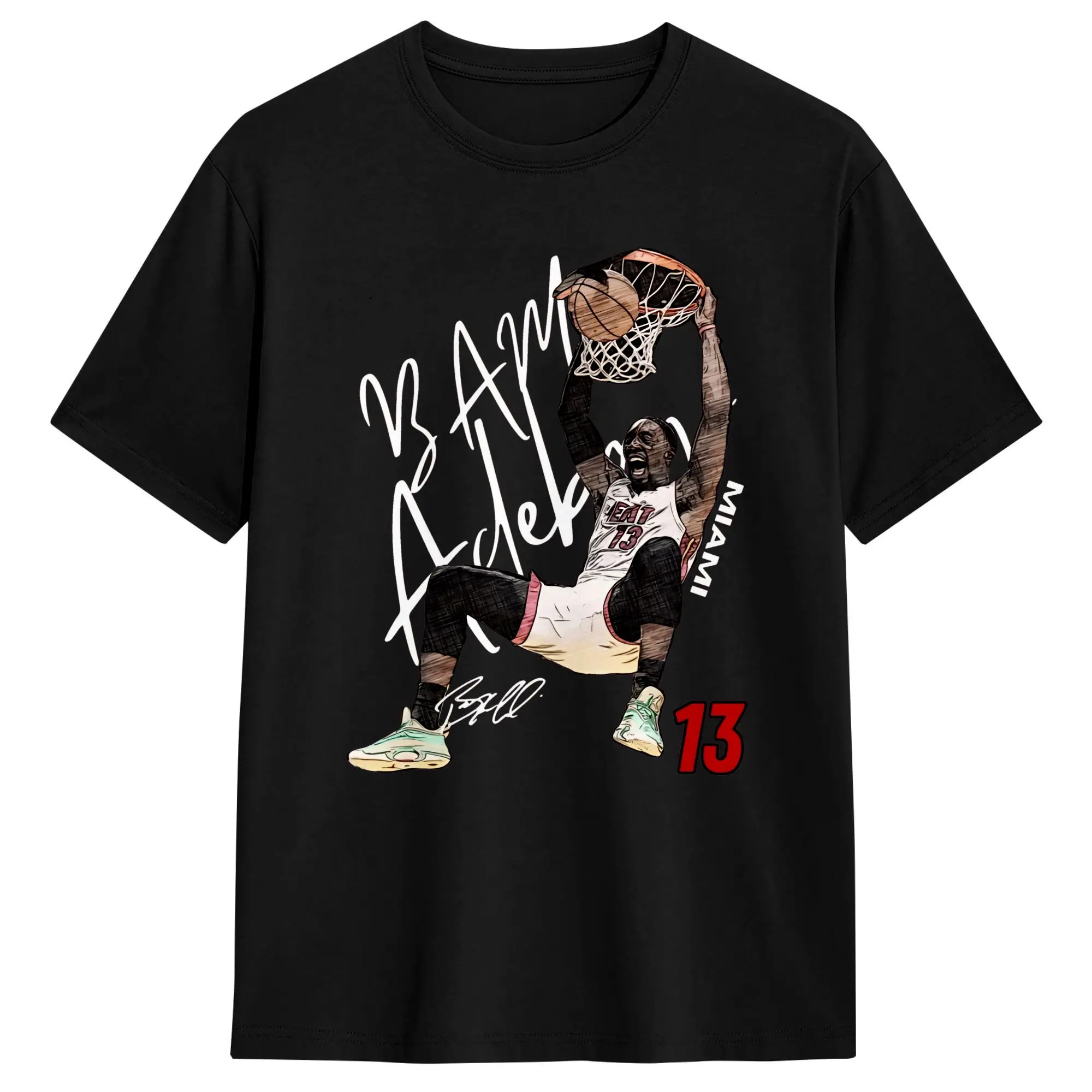 Miami Bam Adebayo Dunk Basketball T-Shirts Men  Awesome Pure Cotton Tees O Neck Short Sleeve T Shirt Gift Idea Clothing