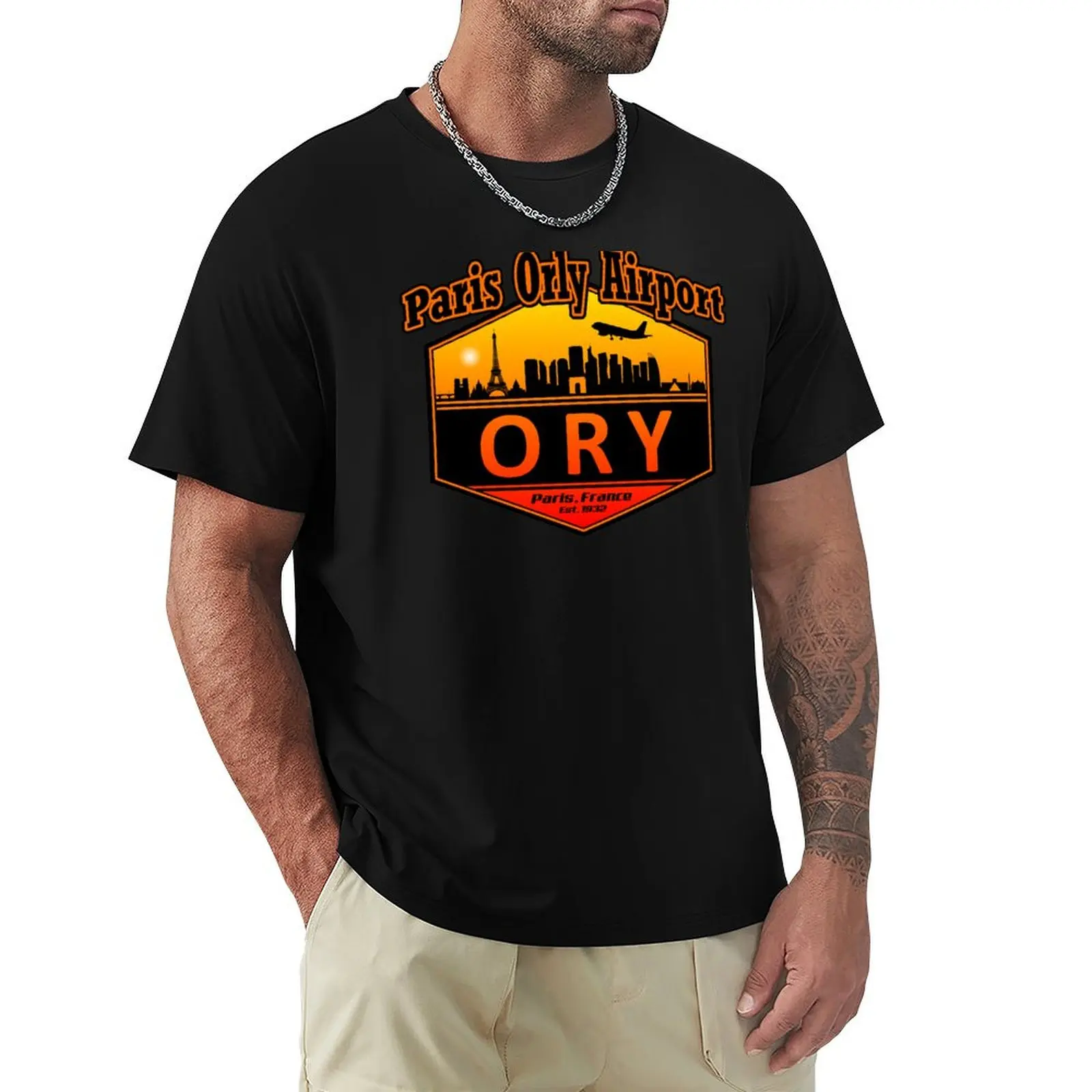 Camiseta con código del aeropuerto Paris Orly, top informal sencillo de talla grande