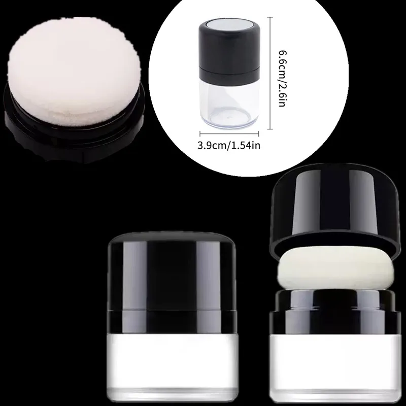 بودرة سائبة محمولة للسفر مدمجة مع مرآة وإسفنجة فطر لمستحضرات التجميل وحاوية جرة أحمر الخدود #1