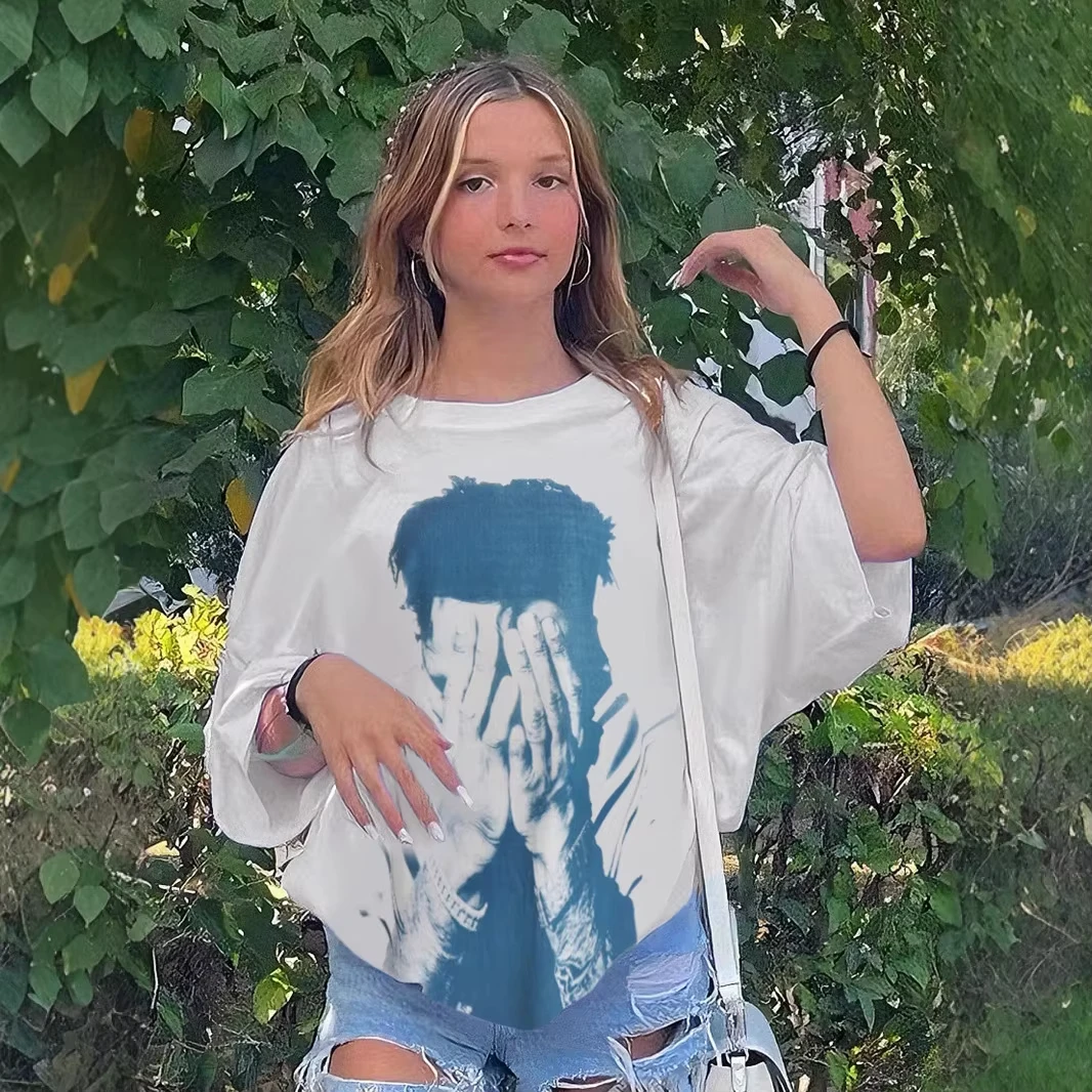 

Женская персонализированная футболка American Hipster Hip Hop Street с портретным принтом граффити, свободные футболки с короткими рукавами, топ