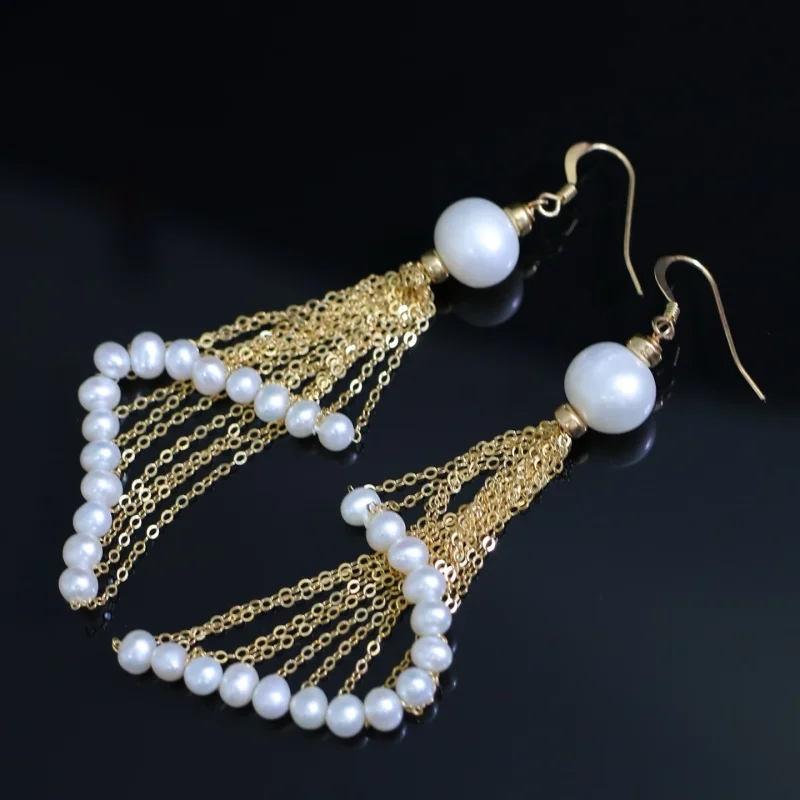 

SGARIT Classic Natural Pearls Drop Earrings for Women 14k Gold Filled Pearl Earrings Bohemia Fashion Jewelry