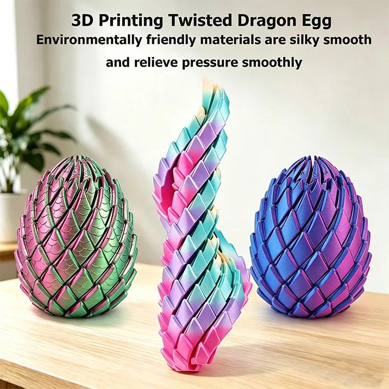 3D Printing Spiral Dragon Egg Stress Relief Model Deformable Twist Egg Creative Stress-Relief Gadget Desk Ornament