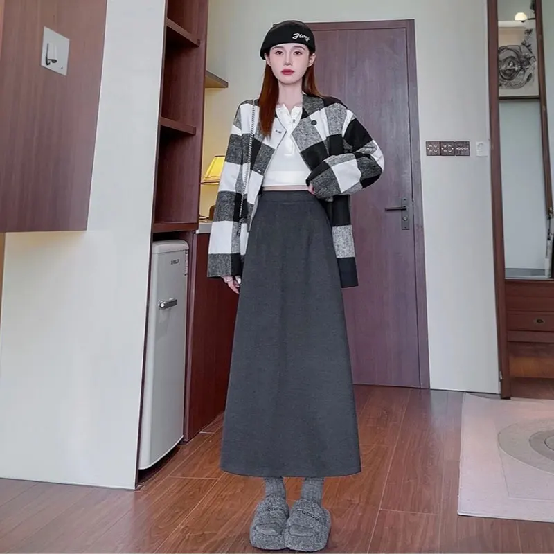 

Элегантная женская шерстяная юбка А-силуэта с завышенной талией, прямого кроя, средней длины, для офиса и повседневной носки