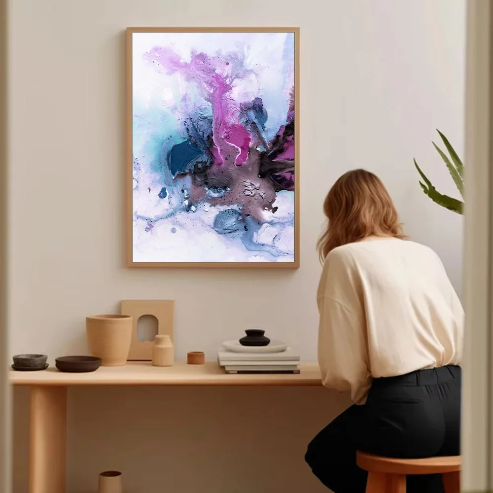 مجردة قماش جدار الفن الحديث الأزرق الأرجواني اللوحة محكم السائل ديكور فني للمنزل طباعة كبيرة العمل الفني المعاصر #5