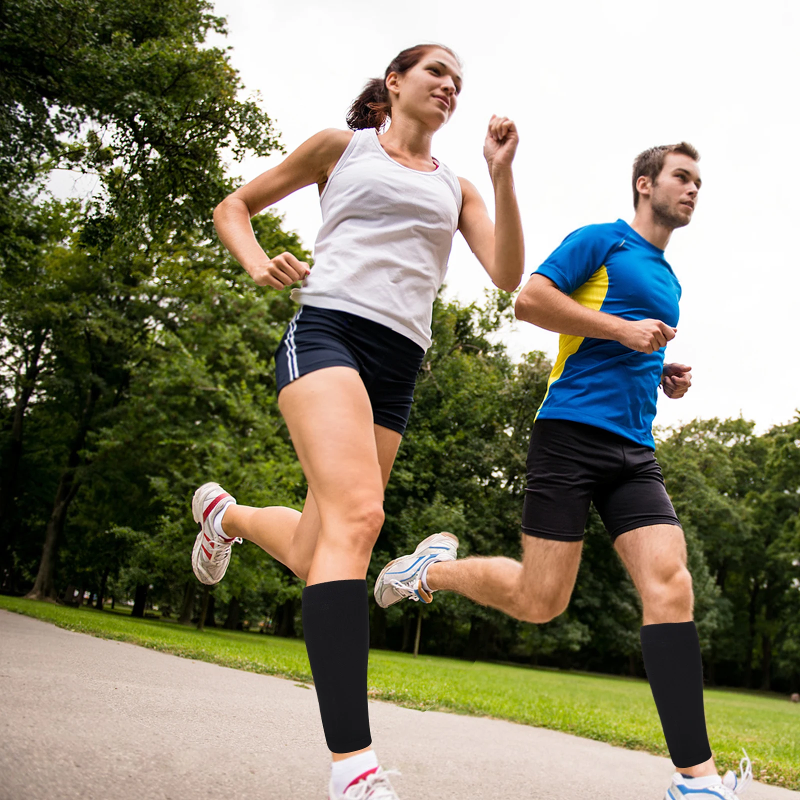 

3Pairs Sports Knee Brace Compression Calf Sleeves Elastic Socks Footless Design for Running Soccer Basketball Shin Splint Pain