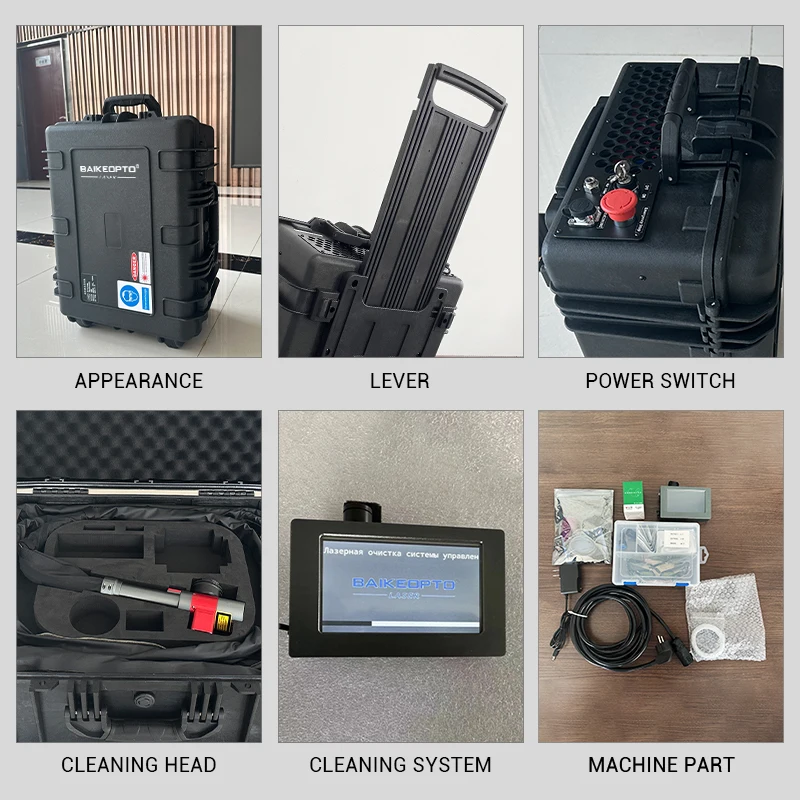 BK-FLC200ML JPT Laser Source Draw-Bar Box Multi-Mode Air-cooling Suitcase Pulse Laser Cleaning Machine High Cleaning Efficiency