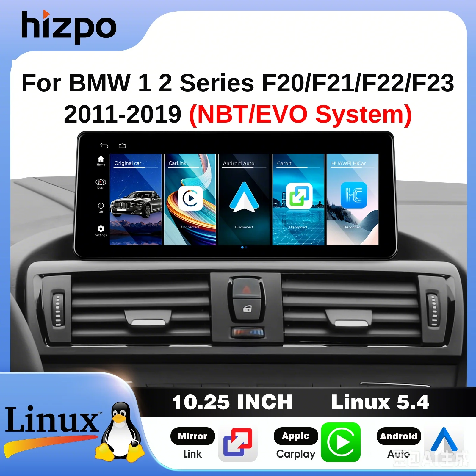 Hizpo 10.25 pollici 12.3 pollici Autoradio Linux per BMW Serie 1 Serie 2 F20 F21 F22 F23 2011 - 2019 Sistema NBT EVO CarPlay Wireless Android Auto Mirror Link Controllo al Volante