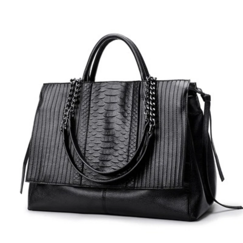 

Women Uxury Handbag Simple Alligator Print Handbags Chain Women's Shoulder Bag Black Big Tote Bags for Women