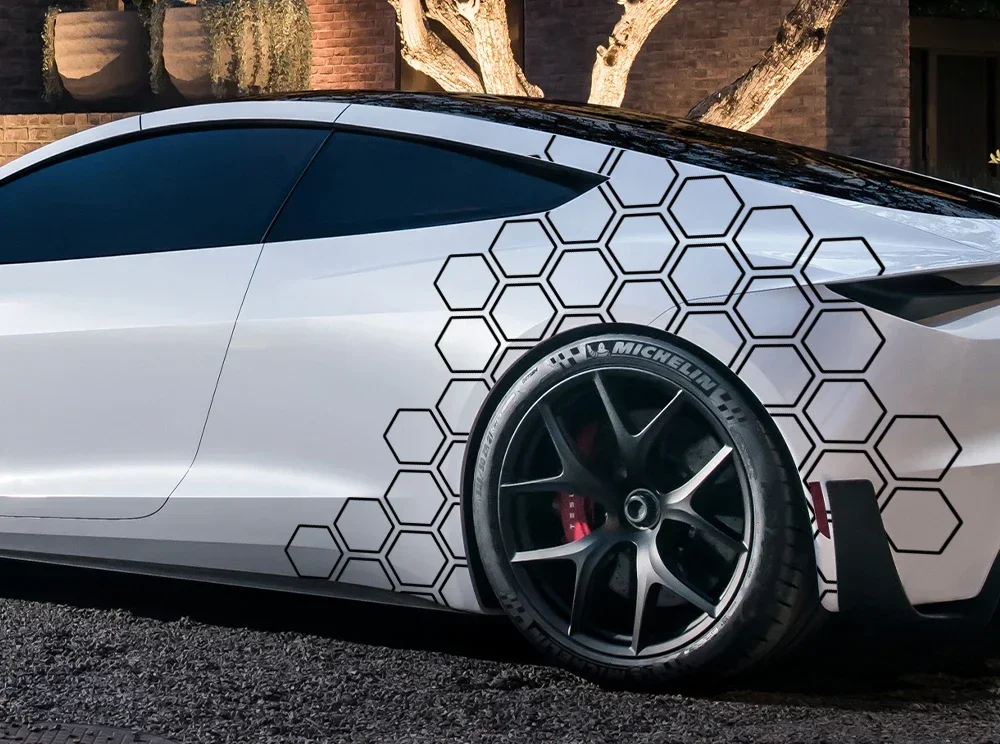 Auto Grafiken Waben Offenen Stil Aufkleber Auto Decor Tuning Auto Seite Aufkleber Für Audi BMW Ford Kia Renault Hyundai Fiat Subaru – Detail 1