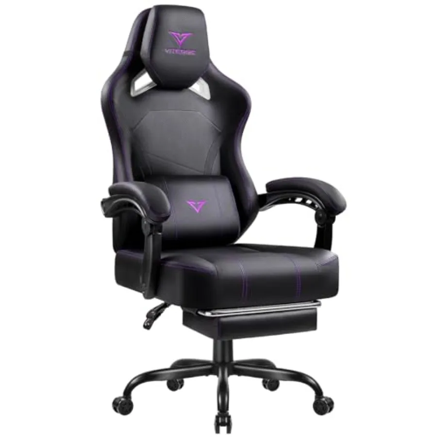 Big and Tall Gaming Chair for Adults with Footrest, 400lbs Capacity, Ergonomic Office Video Game Chair with Lumbar Support, Hea