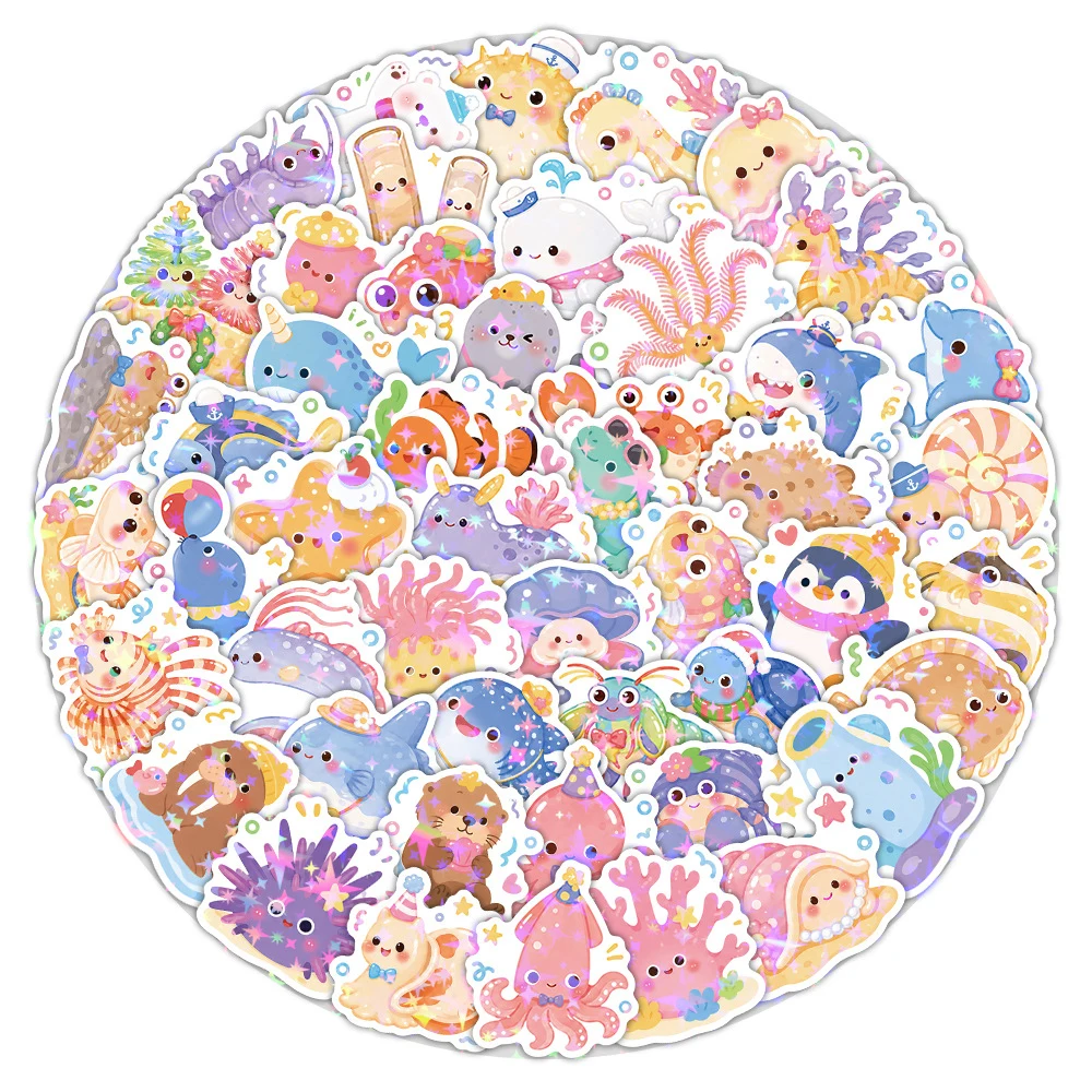10/30/50pcs Cartoon Colorful Cute Marine Animals Stickers for Suitcase Guitar Laptop Bike Aesthetic Graffiti Sticker Fun DIY Toy