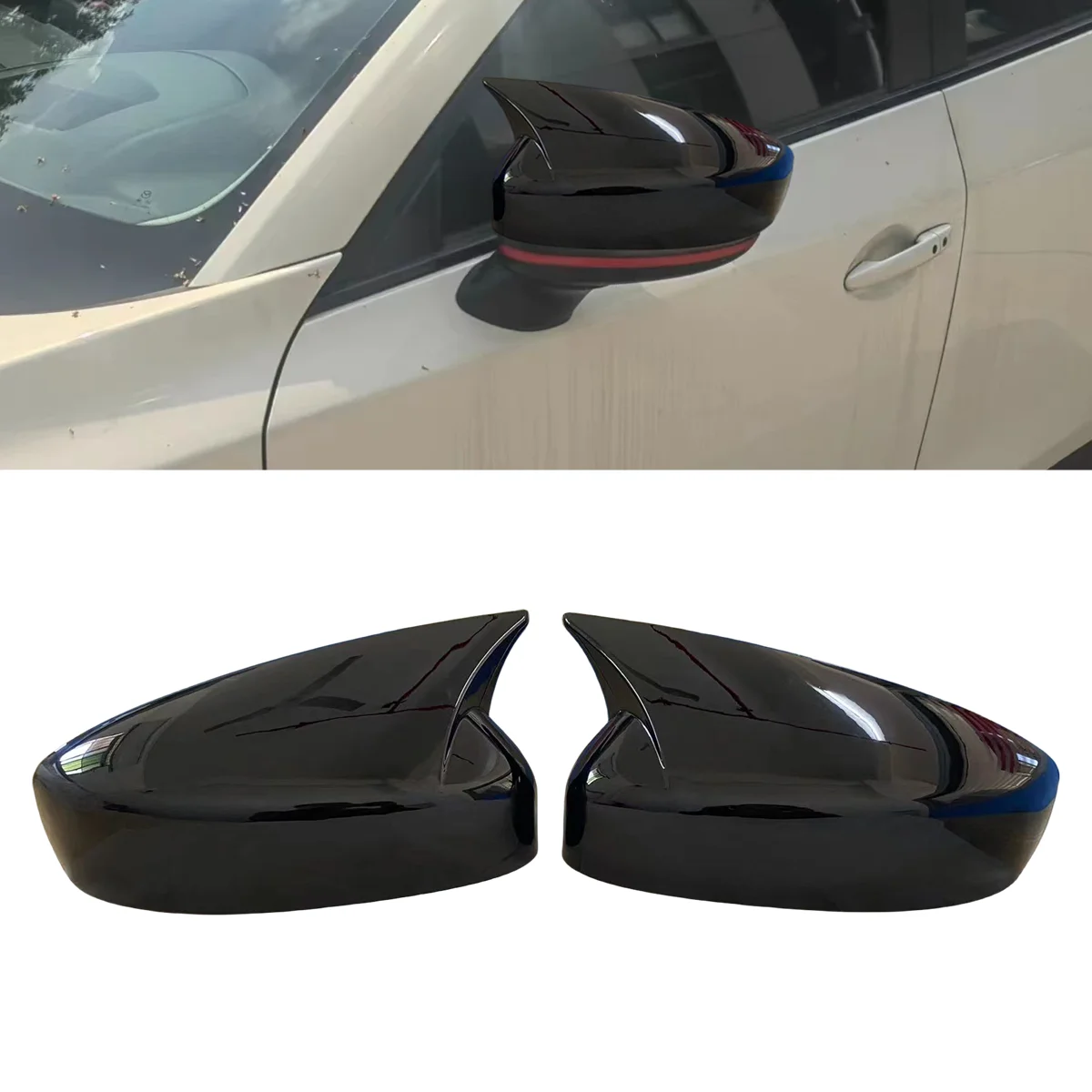 

Rearview Mirror Cover Side Reversing Mirror For Mazda CX5 CX-5 CX8 CX-8 2017-2023 Black Ox Horn Rear View Mirror Cover Trim