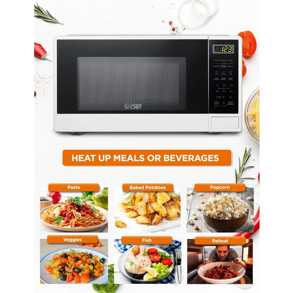 1.1 Cu Ft Microwave,Small Microwave with Push Button, 1000W Countertop Microwave,Kitchen Timer, Door Lock,Digital Controls