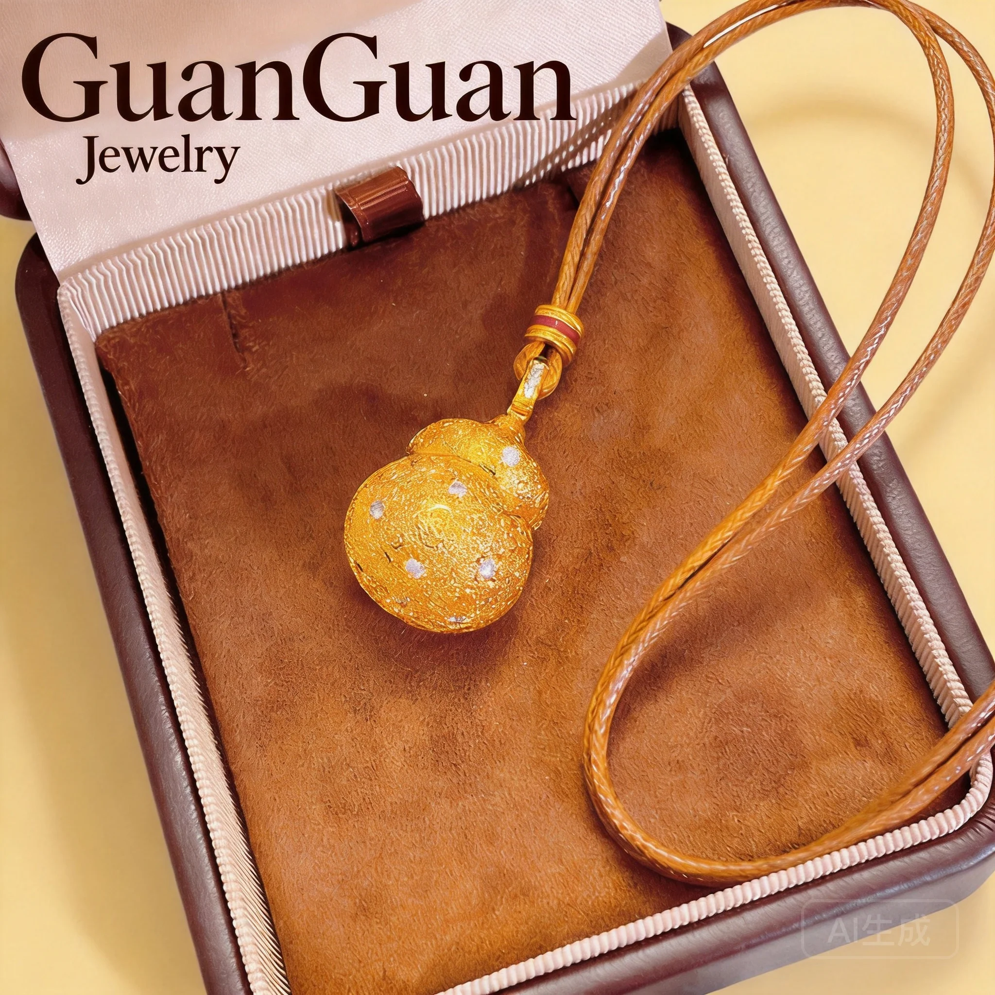 Chubby Gourd Pendant Necklace Chinese Style Twist Open Aromatherapy Sachet Copper Gold Plated Rhinestone Inlaid Sweater Chain