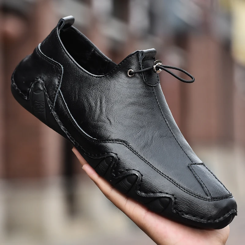 Fashion Breathable Cool Men Shoes Leather Genuine Flats Shoes Hole Cowhide Footwear Fashion Sneakers