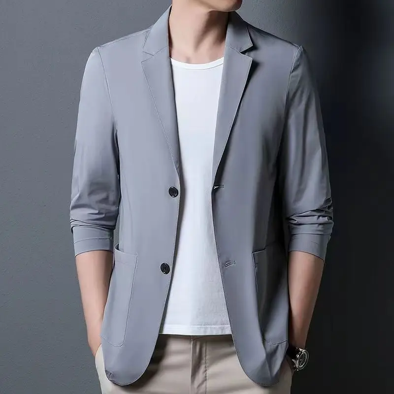 4-B27  Foreign Trade Spring and Summer Thin Solid Casual Small Suit Korean Men'ss Single Western Sunscreen Suit Jacket Men