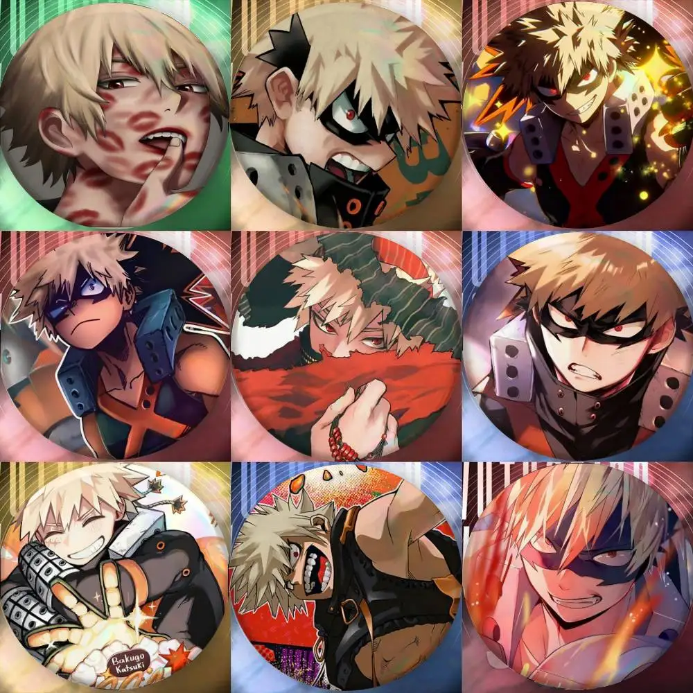 Anime Katsuki Bakugo   Badge Tinplate Meme Round Brooch for Hat Bag Creative Lapel Jewelry Accessories Gifts