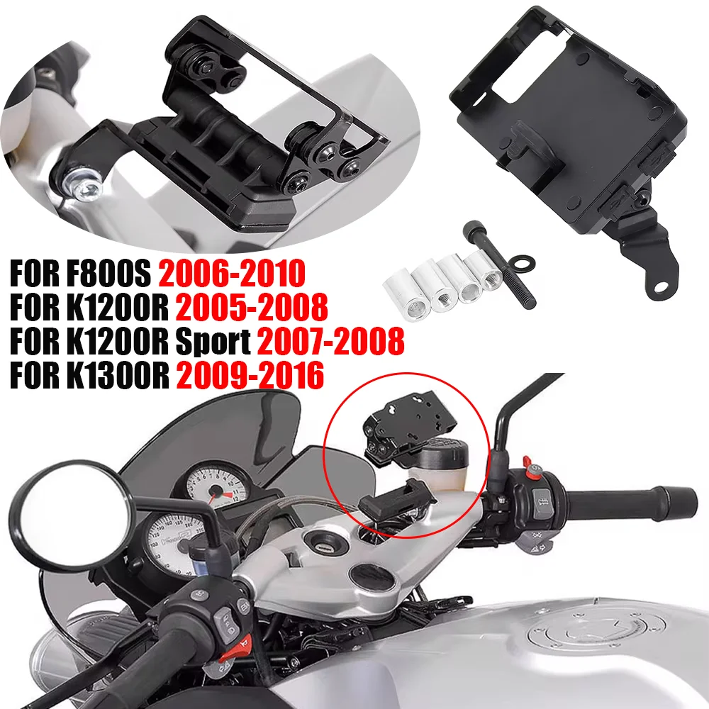 

Phone Navigation Bracket Phone Holder USB Charging Mount Stand FOR BMW F800S F800 F 800 S K 1200 R K1200R Sport K1300R K 1300 R