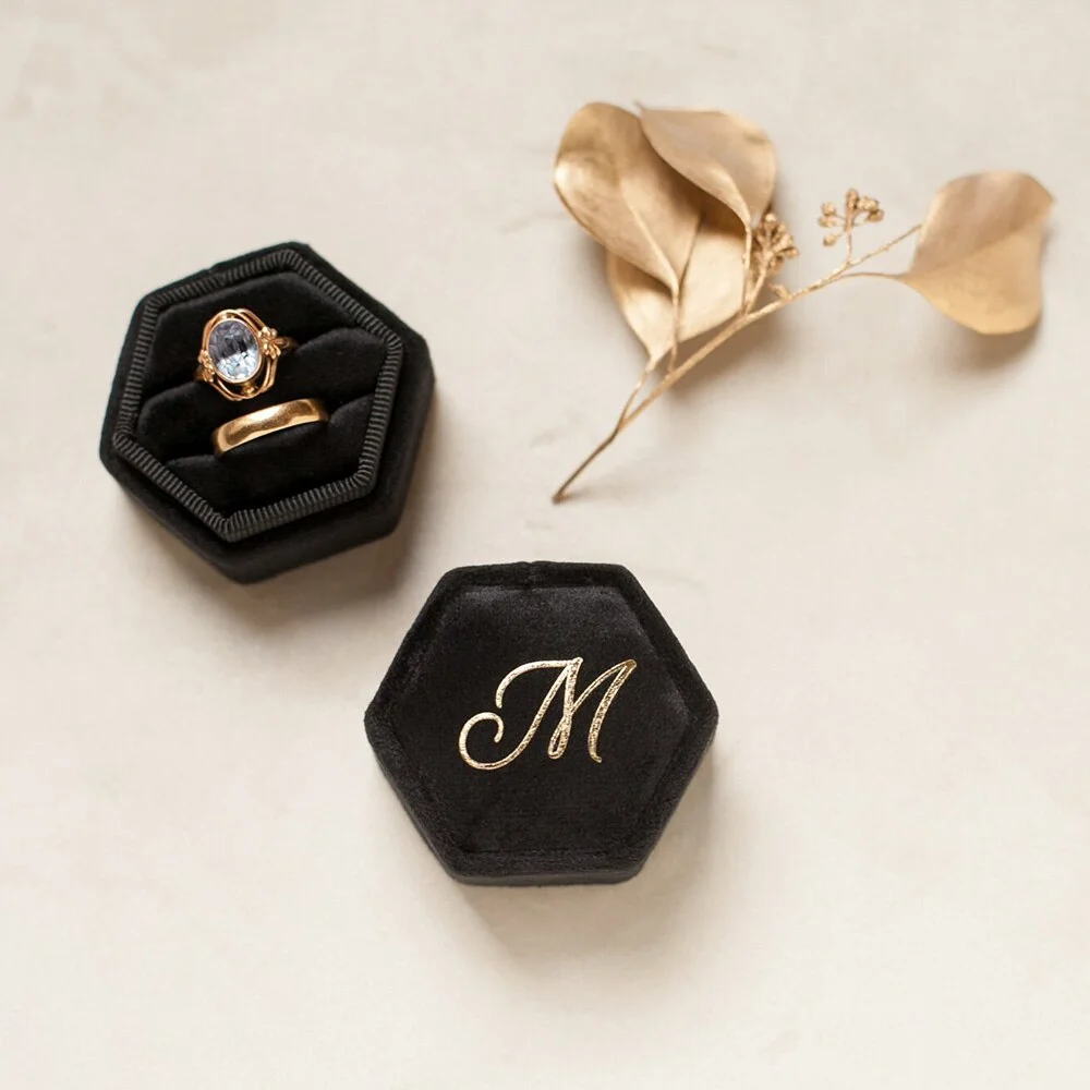 Ring Box Wedding Personalised for Bride Custom Your Names and Date Velvet Ring Bearer Boxes Keepsake Proposal Engagement Gifts