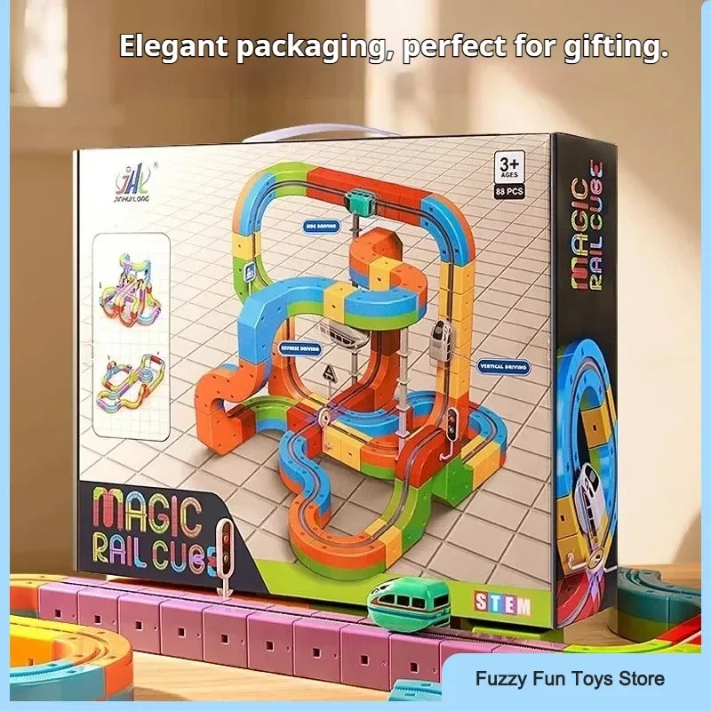 Pistes de construction polyvalentes, Train jouet magnétique pour enfants, bricolage, voiture sur Rail Non à distance, ensemble de Train magnétique Transformable, cadeau