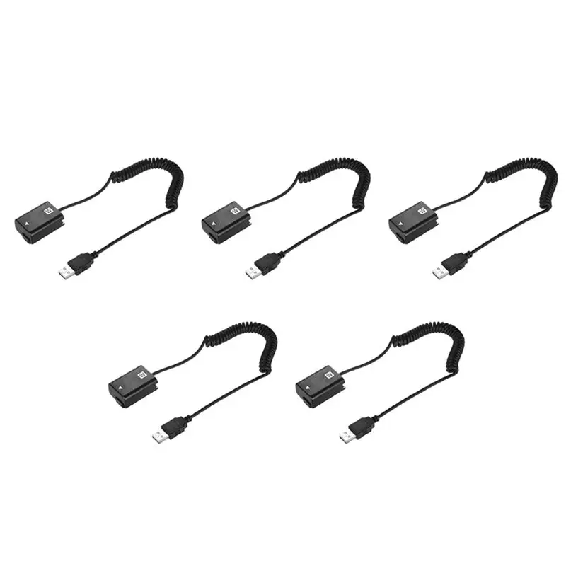 5X NP-FW50 Dummy Battery Spring USB Charging Cable For Sony A7 A7R A7S A7M A7II A7S2 A7M2 A7R2 A6500 A6300 DC Coupler