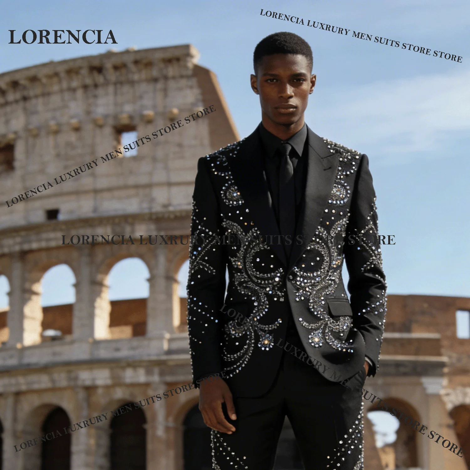 

Customized Glitter Men Diamond Design Suits Exquisite Wedding Tuxedos Handsome Slim Ropa hombre 3 Pieces Sets Groom Male Blazers