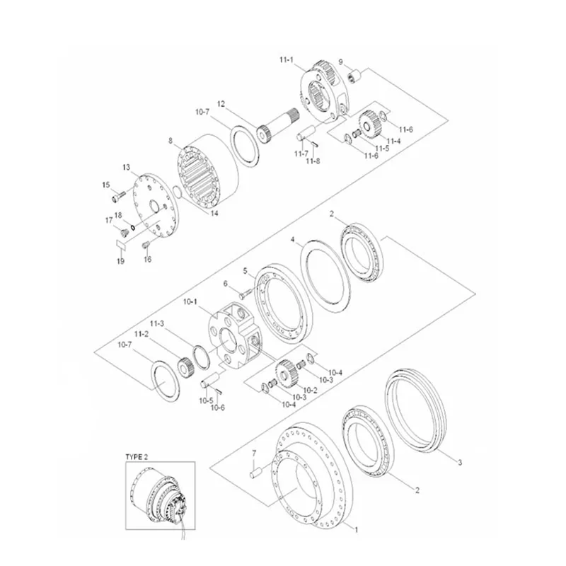 XKAQ-00402 Escavadeira Final Drive Gear Parts, 1st Travel Sun Shaft para R210-7