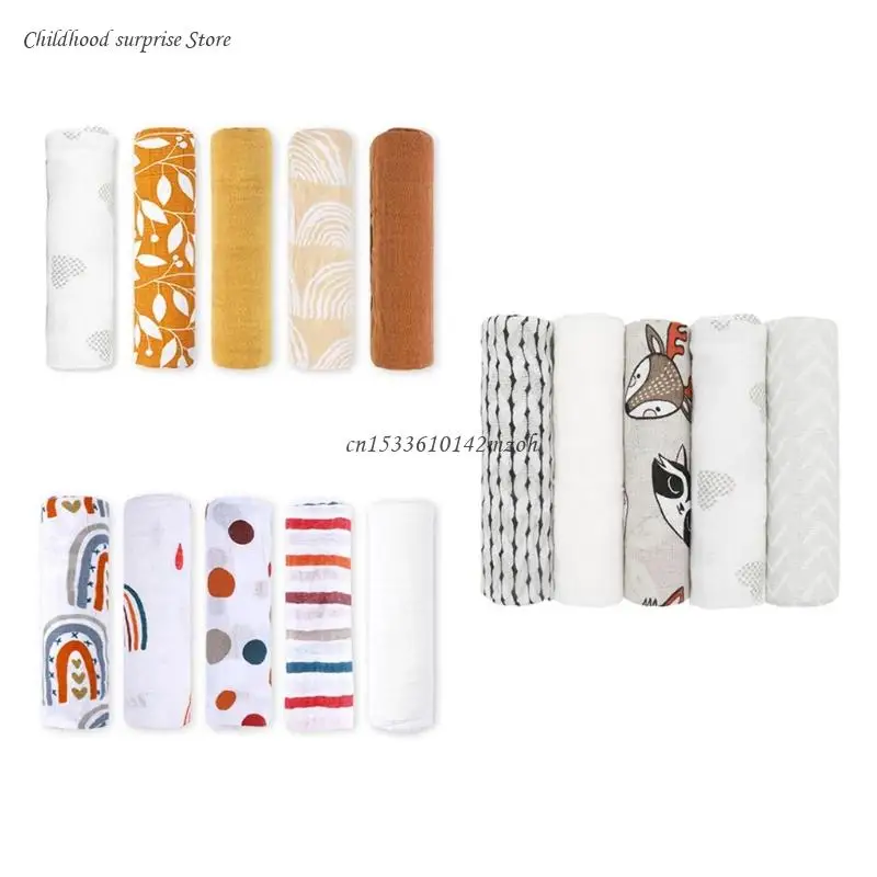 

5Pcs Baby Facecloth Toddler Bath Towel Handkerchief Cotton Cloth Soft Absorbent Kindergarten Washcloth Dropship