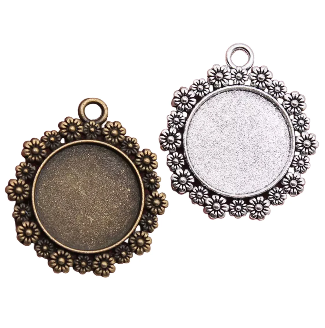 5 قطعة الحجم الداخلي 20 مللي متر زهرة عتيقة على شكل دائري كابوشون إعداد للمجوهرات اليدوية سبائك الزنك المعدنية HW2707 #1