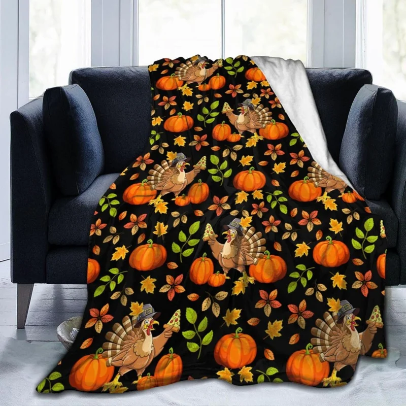 

Thanksgiving turkey blanket, pumpkin autumn blanket, birthday gift, cushion blanket