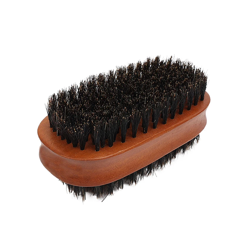 Cepillo de pelo de cerdas de jabalí para hombres, cepillo de onda de madera Natural para Barba masculina, cepillo de doble cara para Barba, 1 pieza