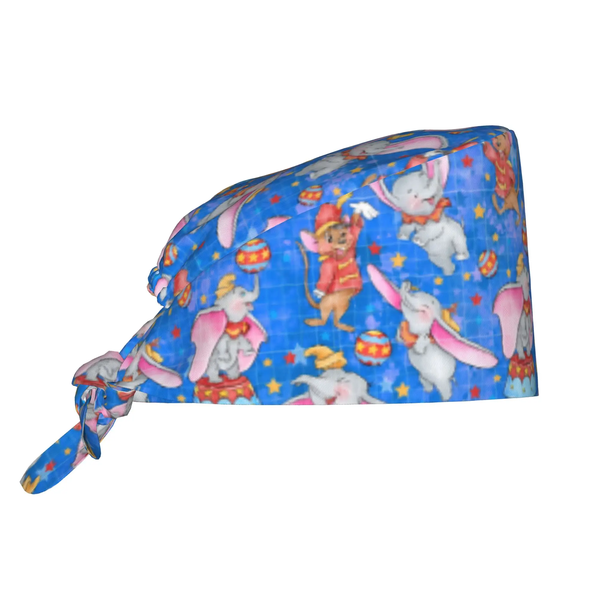 Custom D-Dumboes Anime Working Cap Surgical Hats Women Men Elephant Pattern Operating Room Cap Nursing Cap Lab Works Hat
