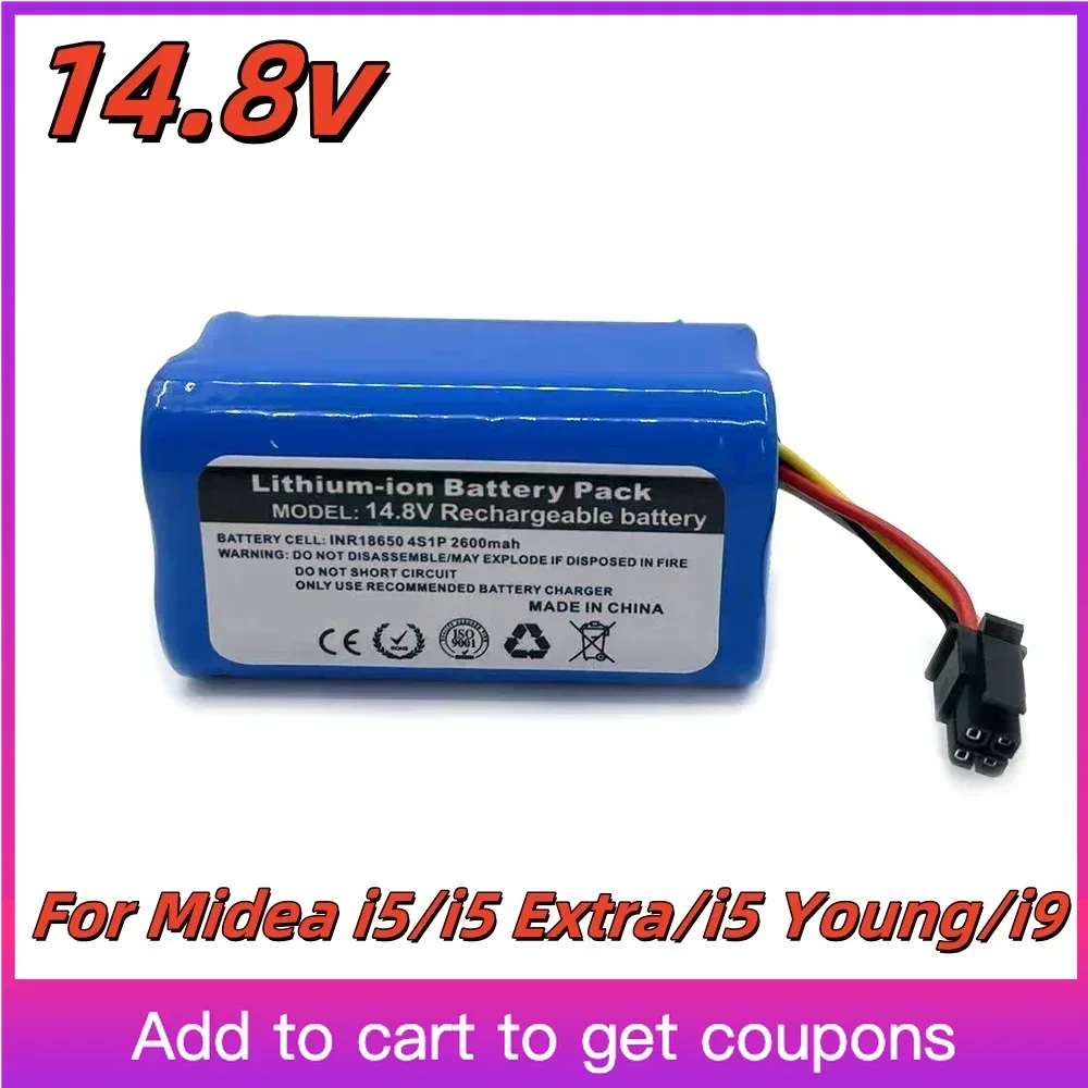 

Lithium Battery 14.8V 18650 Rechargeable For Midea i5/i5 Extra/i5 Young/i9 EYE Robot Vacuum Cleaner Battery With BMS