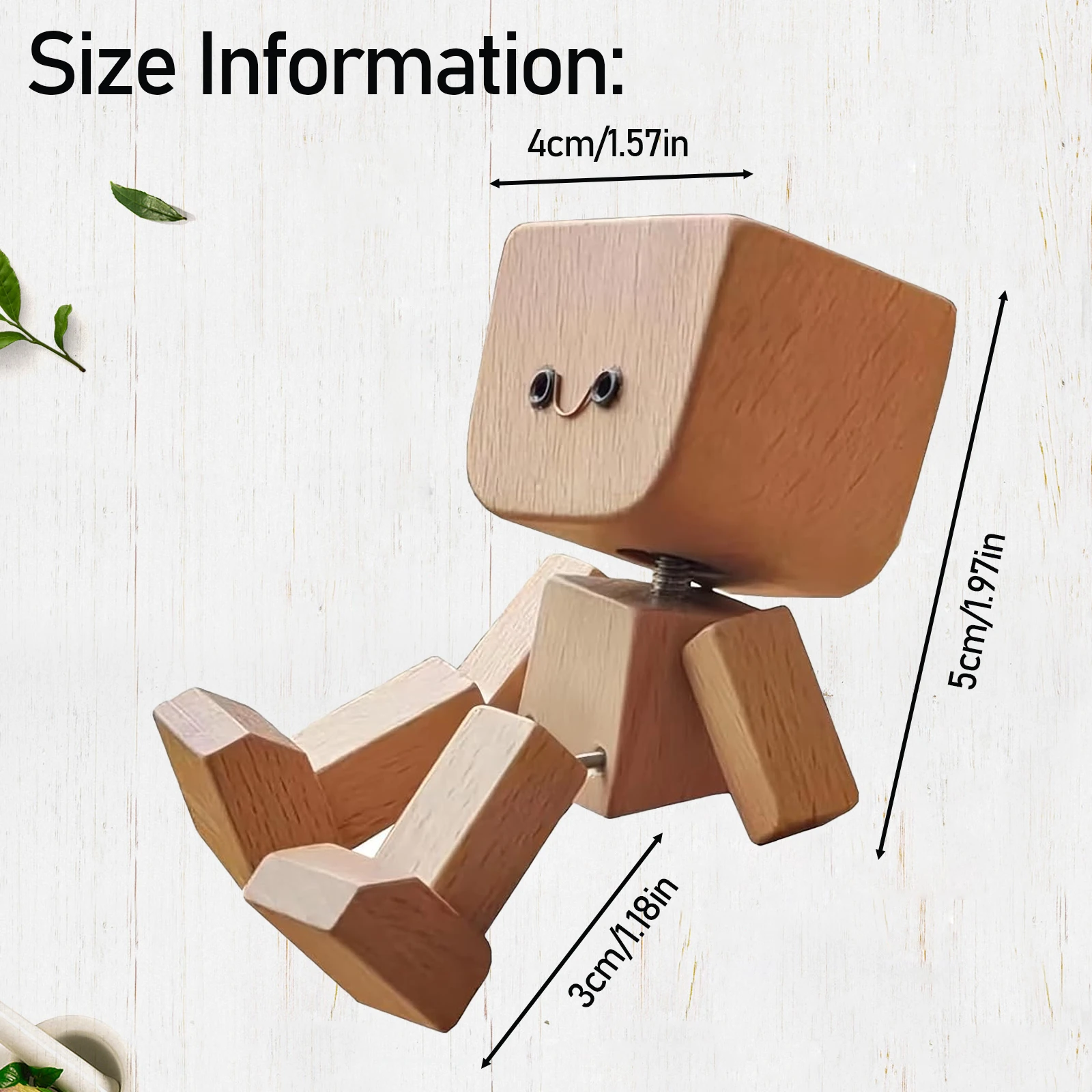 Cute Car Shaking Wooden Man Figurine Interior Wood Ornaments with 12 Magnetic Expressions Handmade Wooden Wiggle Ornament Gift image 6