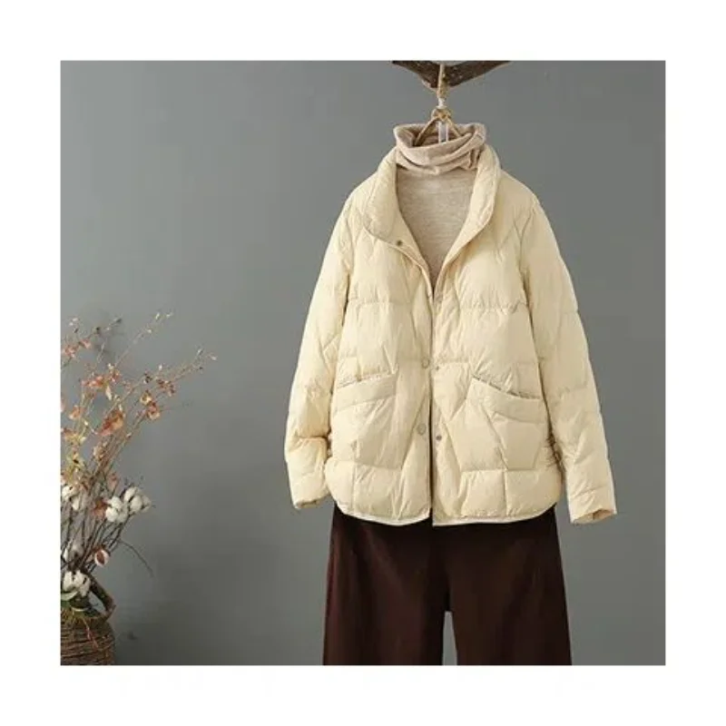 Warm Temperament Short Model Down New Disc Buckle Lax Coat Cotton Clothing Jacket Women  Winter Coat Women  Winter  Coat Women