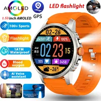 2025 nuevo reloj inteligente para deportes al aire libre pantalla HD de 2,01 pulgadas linterna LED Bluetooth reloj inteligente parlante para hombres mujeres regalos de vacaciones