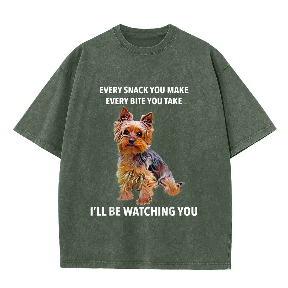 Yorkshire Terrier Funny Meme Every Snack I'll be Watching T-Shirt Hombre Ropa חולצות Camisetas Holiday Gift T Shirt Cotton
