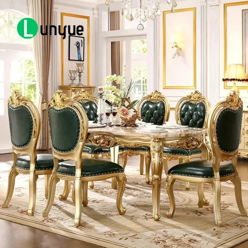 European Neoclassical All Solid Wood Dining Table 10 Seats Modern French Light Luxury Home Furniture for Large Family Dining