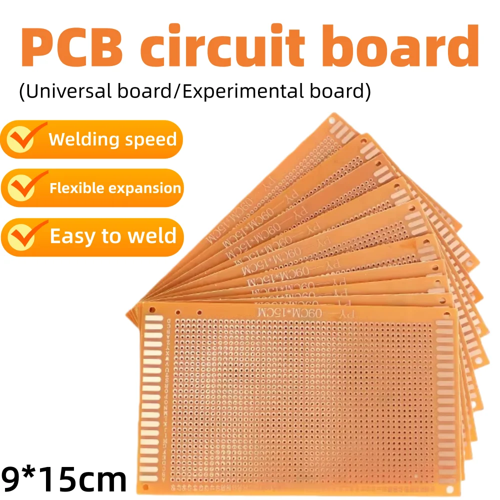 1-10 Uds 5*7CM 7x9cm 9x15cm PCB placa de pruebas Protoboard placas de circuito impreso universales de un solo lado 2,54 MM de espesor juego de bricolaje amarillo
