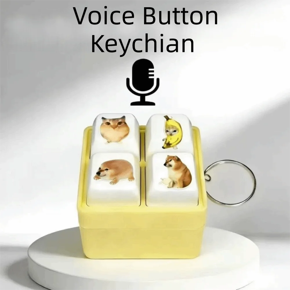 Funny Shiba Inu Voice Button Keychain With Sound Squeeze Keyboard Keychain Bag Charm Dog Meme Finger Keyboard Pendant Kids