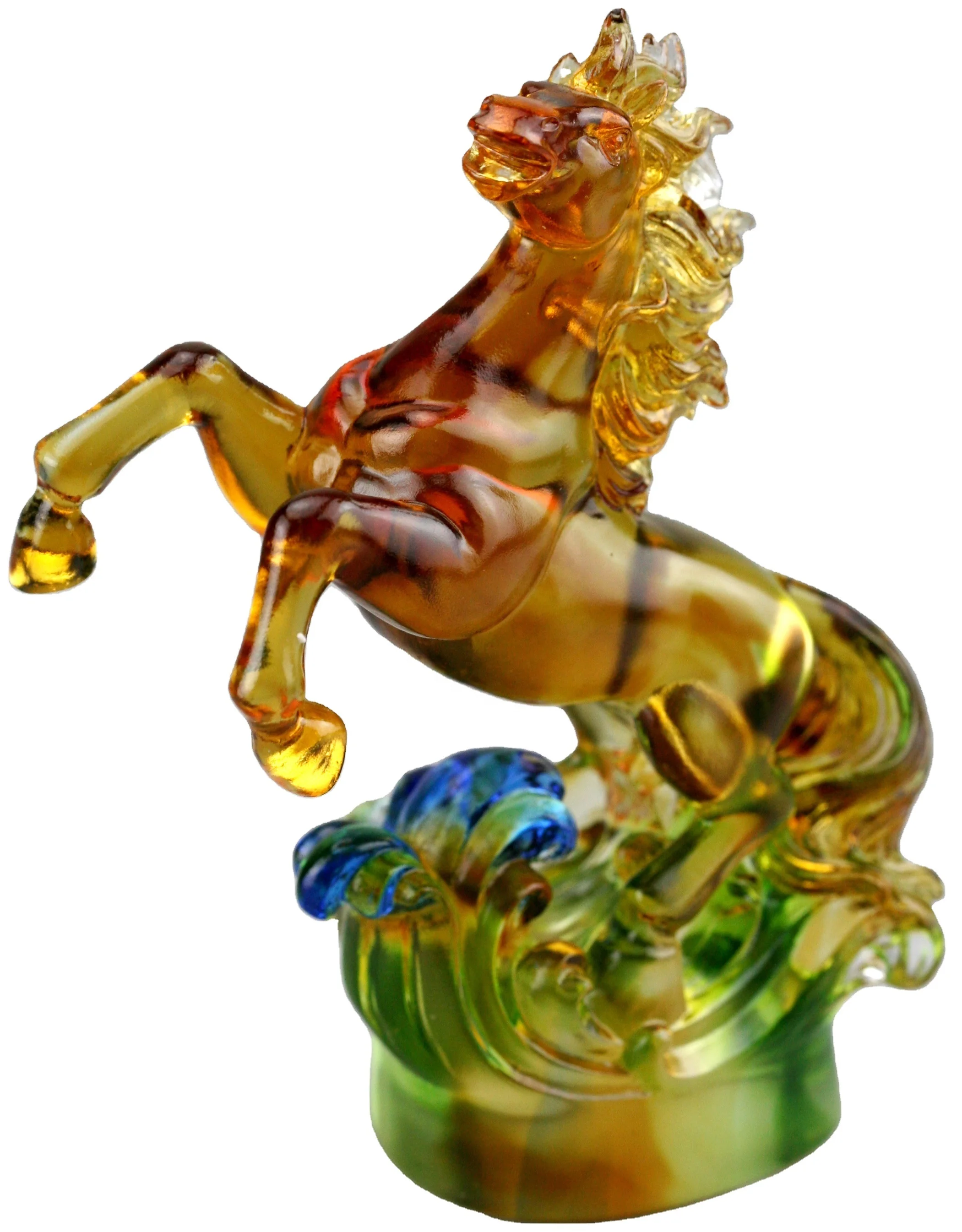 R%*Artfamily Crystal Glass Horse Sculpture Lost-Wax Process-Elegant Art Gift Corporate Presentations Office Decor Family Brand