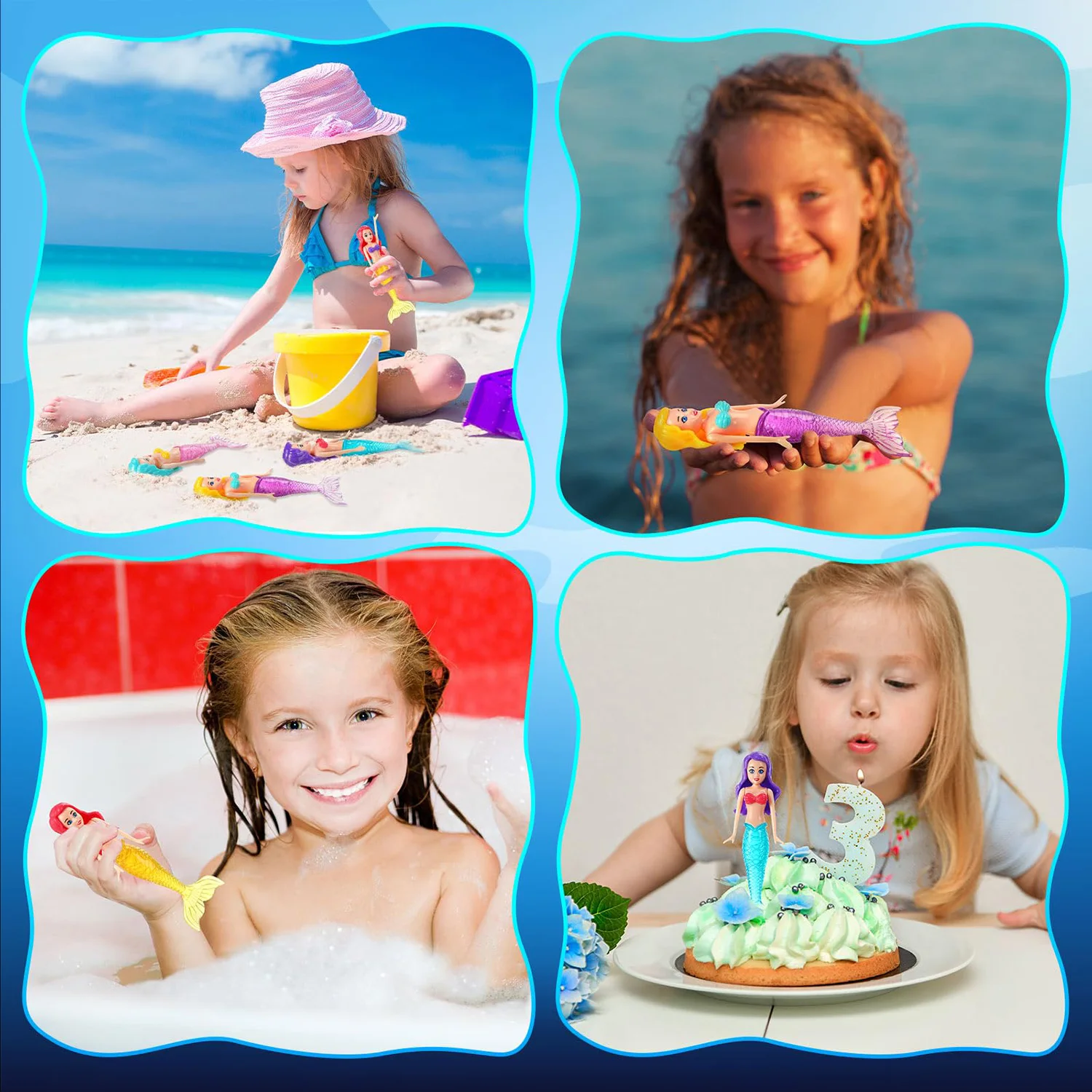 Set di 4 giocattoli da immersione a forma di sirena che si illuminano al buio, giochi da bagno e piscina all'aperto per bambini piccoli, ragazzi, ragazze, adolescenti e adulti