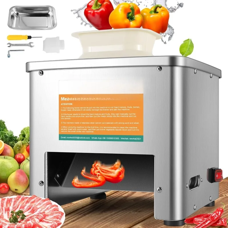 

Upgraded Meat Cutter Machine, Commercial 3.5mm Electric Meat Slicer Shredded Cutting Machine, Stainless Steel 350lb/h, fo