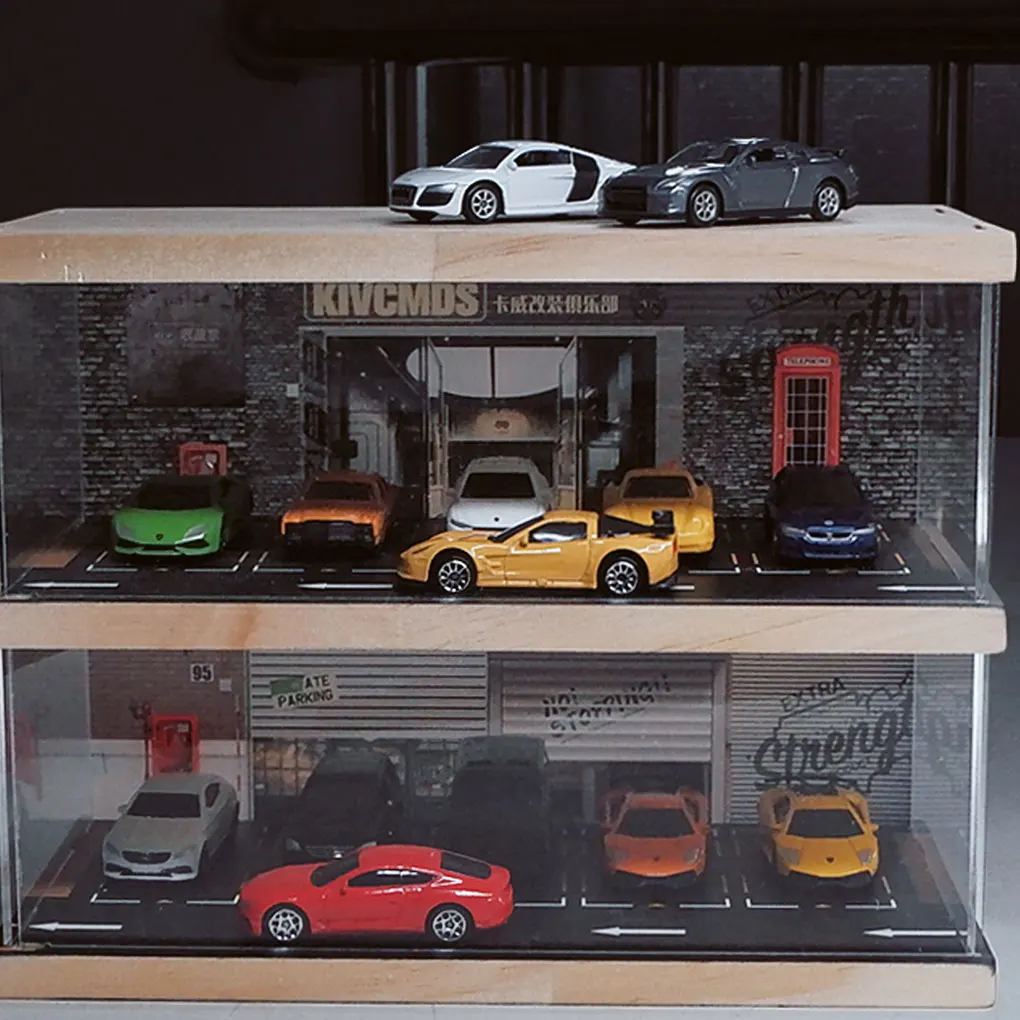 Display Box Toy Car Model Parking Lot Showcase Storage Boxes Display Case