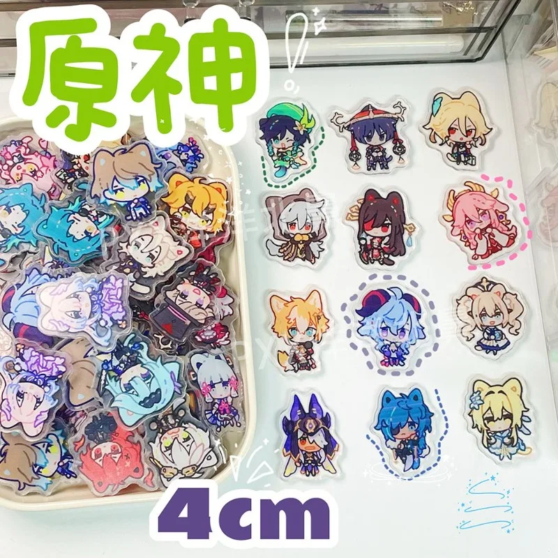 Genshin Impact Cartoon Anime Mascot Shape 2cm Acrylic Patch DIY Handmade Hair Clip PP clip Accessory Key Chain Charms Material