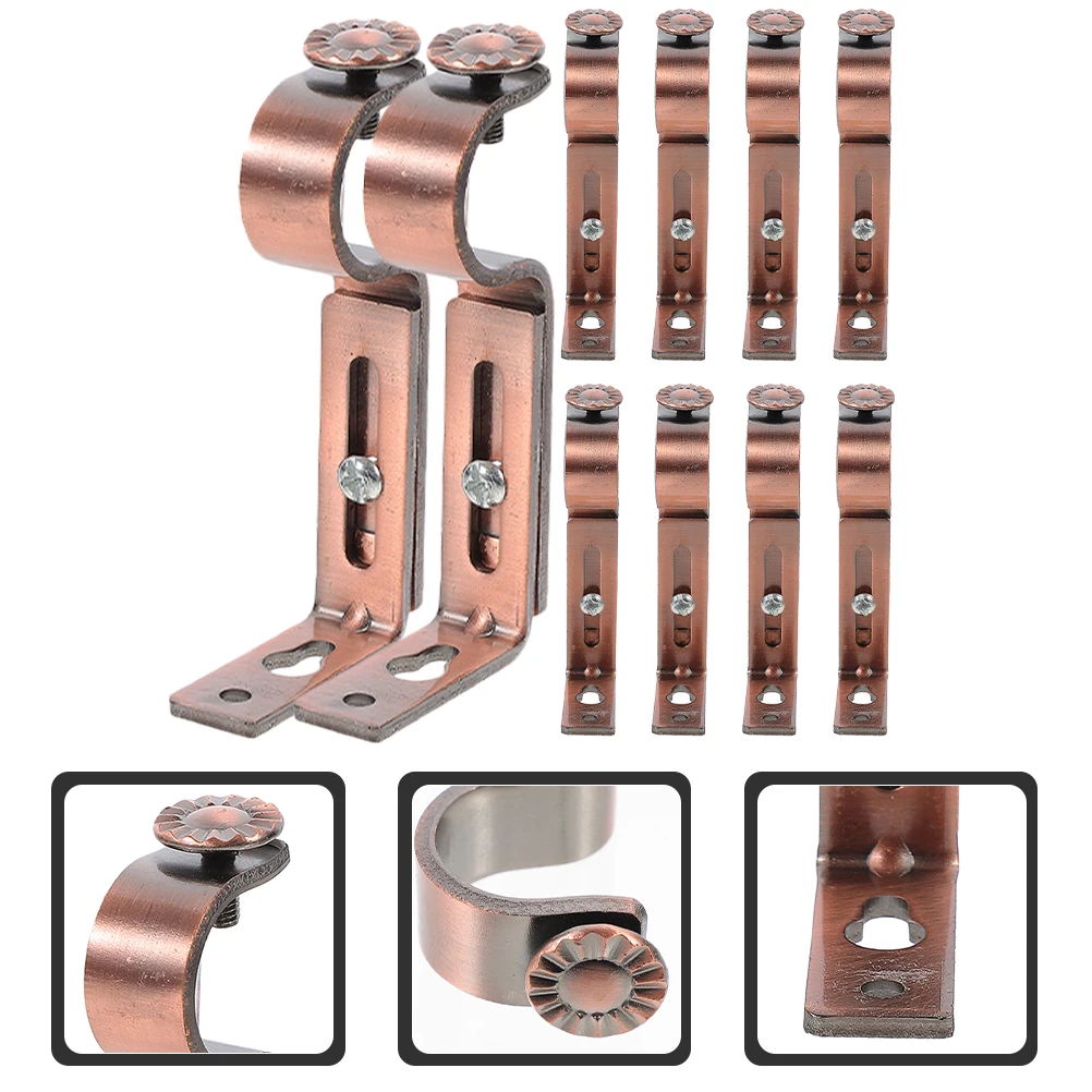 

10pcs Curtain Rod Brackets Silver Finish Heavy Duty Wall Mount Accessories for Home Decor Curtains Pole Holder