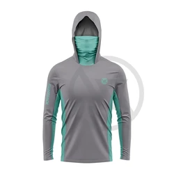 Right Track Spoprt Wear Men's Hiking Long Sleeve Hooded Mask Hiking Shirts Fishing Hunting Climbing Shirt Upf 50+ Tactical Shirt